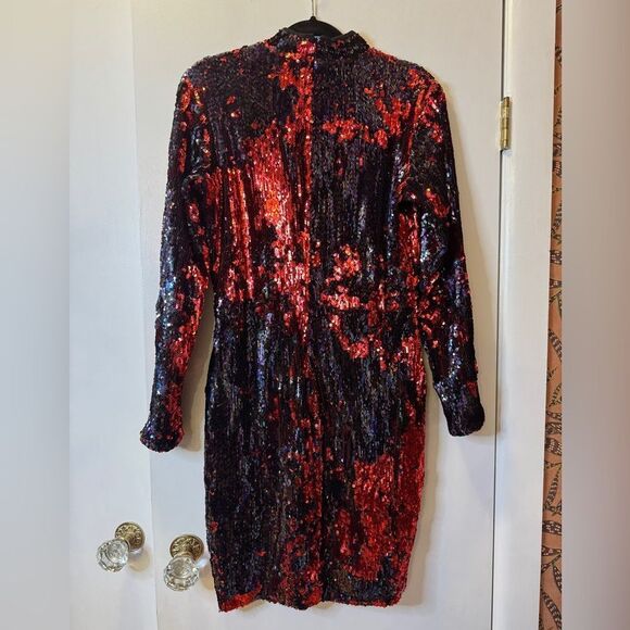 DRESS THE POPULATION Katy Reversible Sequin Body-Con Dress Women’s Size XL - Picture 5 of 9